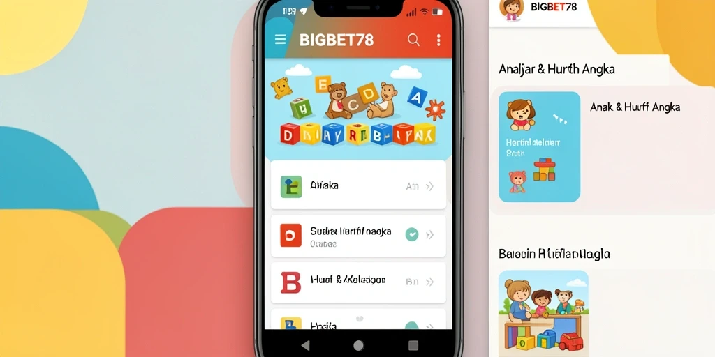 Screenshot dari antarmuka belajar huruf dan angka yang menyenangkan.