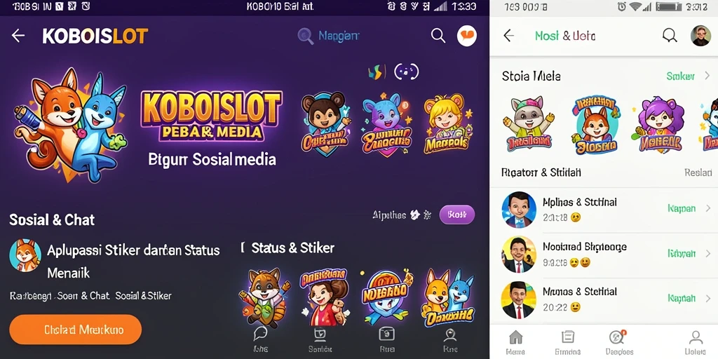 Tampilan antarmuka KOBOISLOT dengan berbagai stiker yang menarik.