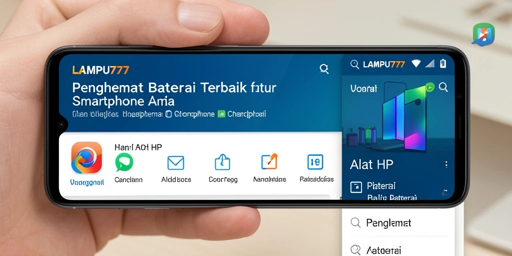 Screenshot antarmuka LAMPU777 yang menampilkan fitur penghemat baterai.