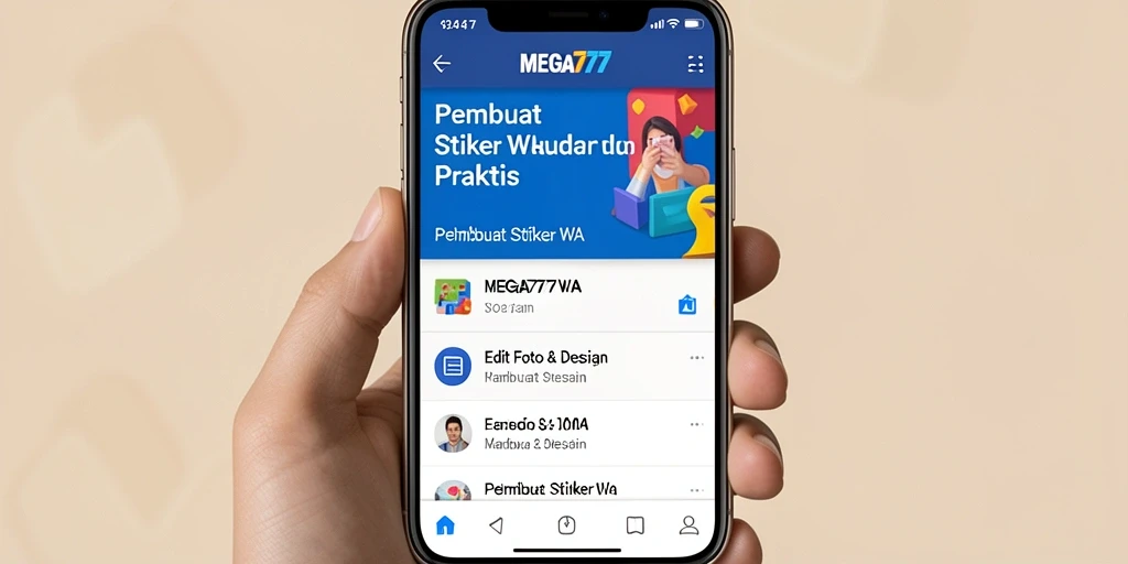 Antarmuka MEGA777 yang intuitif untuk membuat stiker WA.