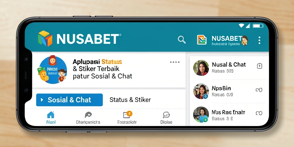 Antarmuka NUSABET dengan koleksi stiker yang beragam dan menarik.