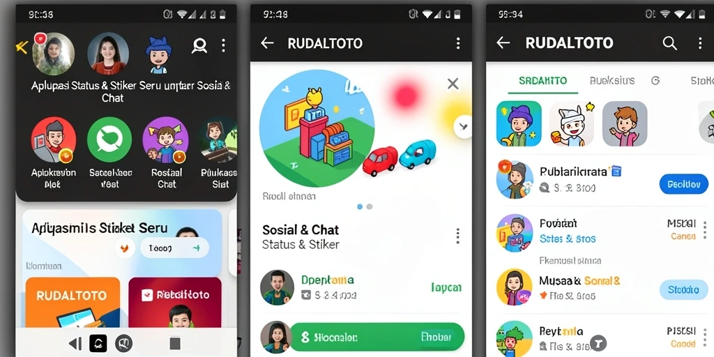 Screenshot antarmuka RUDALTOTO dengan berbagai stiker menarik.