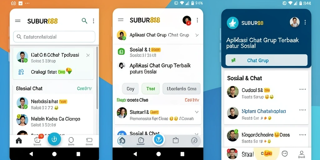 Tampilan antarmuka utama SUBUR88 dengan fitur Chat Grup.