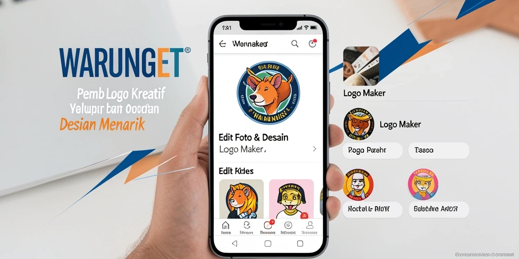 Antarmuka WARUNGBET untuk membuat logo yang menarik dan fungsional.